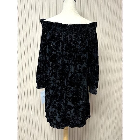 Laundry by Shelli Segal Off-Shoulder Black Floral Dress Size L - Style LY0850 - Picture 4 of 7